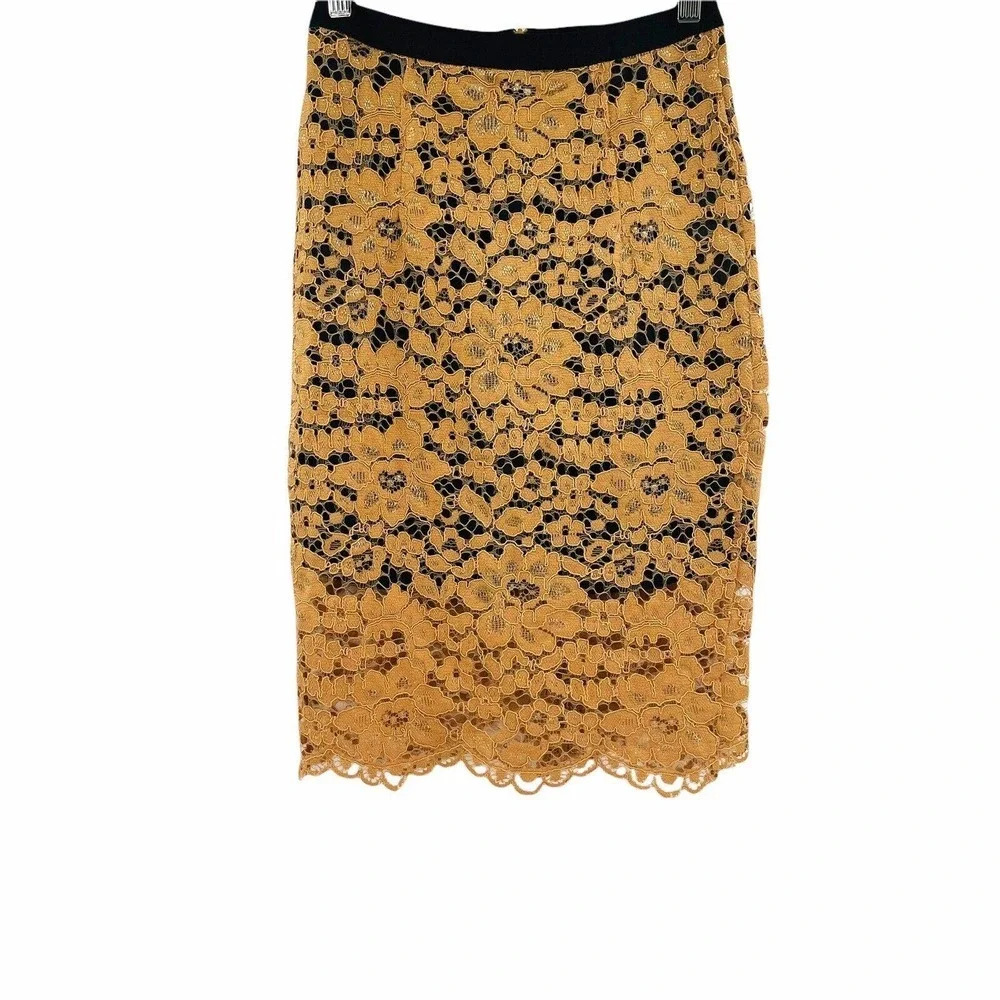 New Mind Bridge Lace Pencil Skirt Scallopped Hem size 0-2